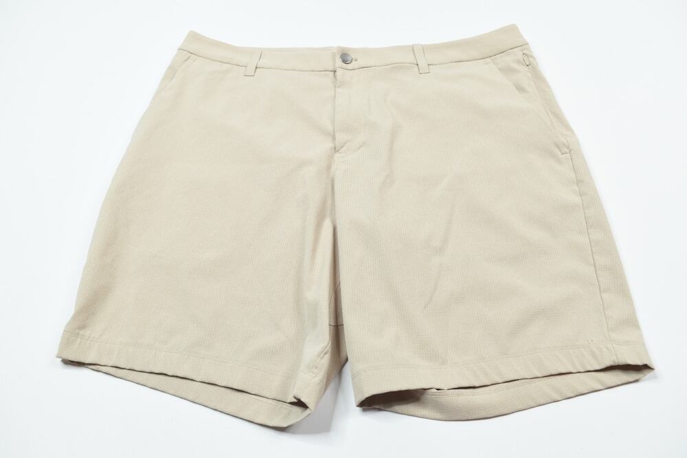 Lululemon ABC WovenAir Shorts Mens 38 Beige Khaki Classic Fit Stretch